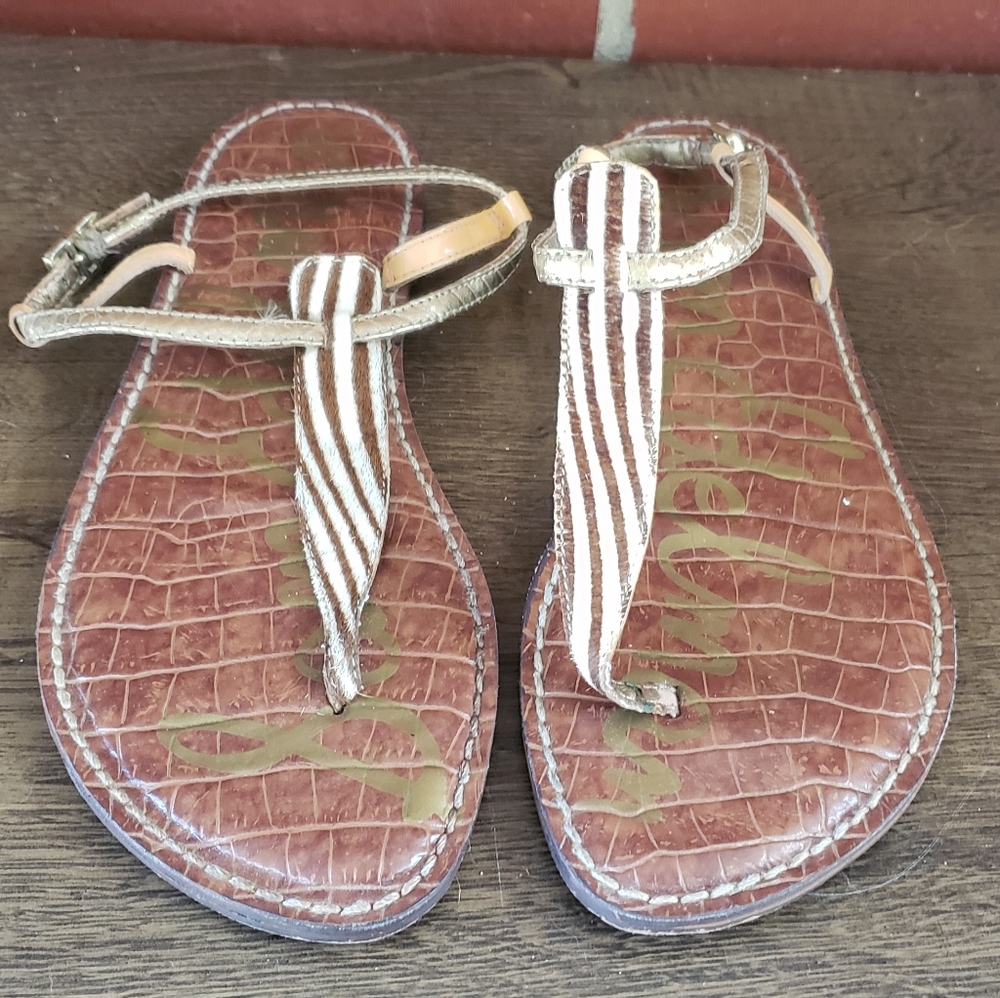 Sam Edelman GIGI Animal Print Thong Flat Sandals Size 8M